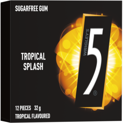 5 Gum Tropical Splash Sugar Free Chewing Gum Stick 10 x 32.4g