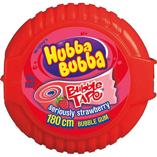 Hubba Bubba Seriously Strawberry Tape Bubble Gum 180cm 56g