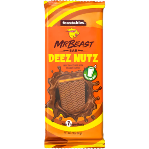 Mr Beast Feastables Deez Nutz Chocolate Bar 10 x 60g