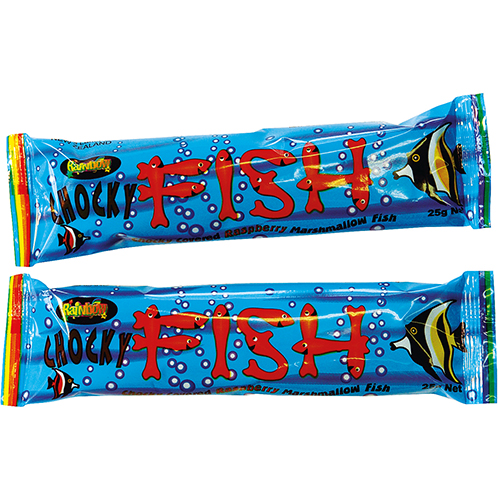 Rainbow Confectionery Wrapped Chocky Fish 25g