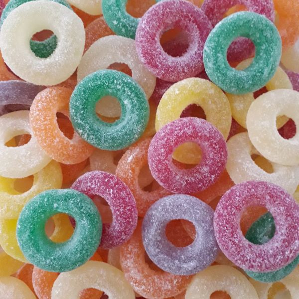 Rainbow Confectionery Fruit Rings 1kg Bulk Bag