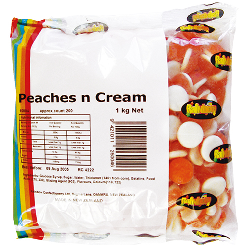 Rainbow Confectionery Peaches n Creams 1kg Bulk Bag