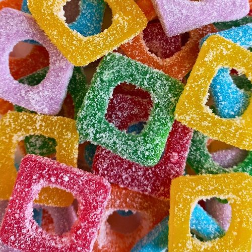 Rainbow Confectionery Sour Squares 1kg Bulk Bag – Tempting Treats