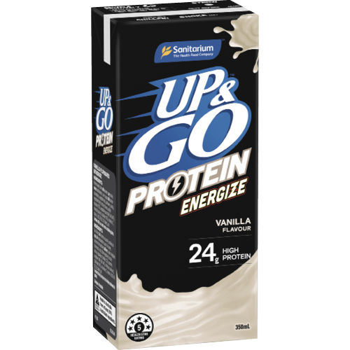 Up &amp; Go Protein Whakangoikore i te Parakuihi Vanilla Wai Parakuihi 12 x 350ml